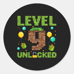 Grappige 9e verjaardag jongen gamer niveau 9 ontgr ronde sticker