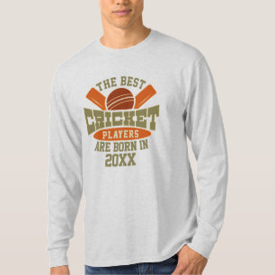 Grappige aangepaste cricket verjaardag geboorte da t-shirt