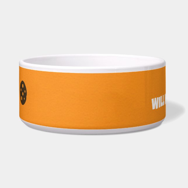 Grappige aangepaste dierenkom - "Zal werken voor t Voerbakje (Links)