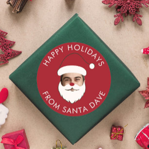 Grappige Aangepaste Gezicht Verwissel Santa Claus Ronde Sticker
