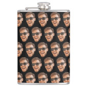 Grappige aangepaste Mannen gezicht foto Heupfles (Voorkant)