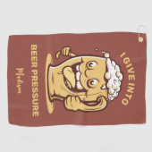 Grappige aangepaste naam & tekst bier golfhanddoek (Horizontaal)