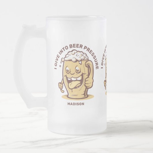 Grappige aangepaste naam & tekst bier matglas bierpul (Links)
