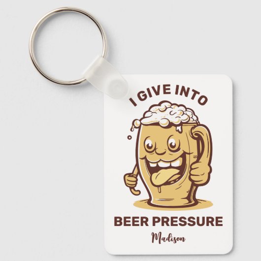 Grappige aangepaste naam & tekst bier sleutelhanger (Voorkant)