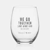 Grappige aangepaste tekst vriendschap wijnglas zonder voet (Voorkant)
