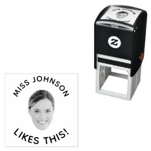 Grappige aanpasbare gezichtsfoto en tekst leraar zelfinktende stempel