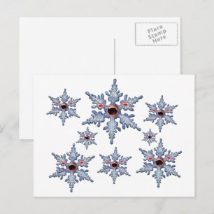 Grappige Aanval Zombies Sneeuwvlok Kerstmis Hallow Briefkaart