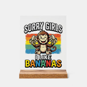 Grappige Aap Banaan Vintage Gravure Shirt Ontwerp Acryl Bord
