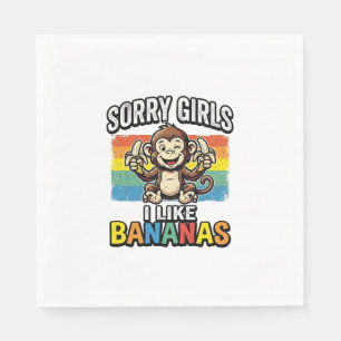 Grappige Aap Banaan Vintage Gravure Shirt Ontwerp Servet