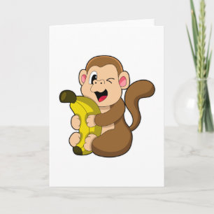 Grappige aap met banaan kaart