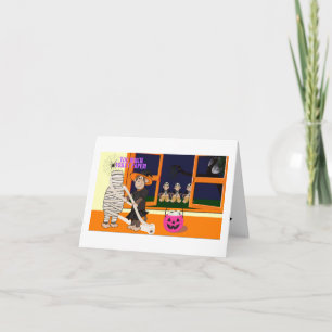 Grappige aap toiletpapier mummie Halloween kaart