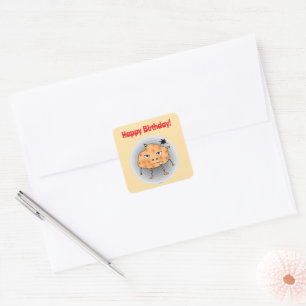 Grappige Aardappel Gelukkige Verjaardag Gezicht Vierkante Sticker