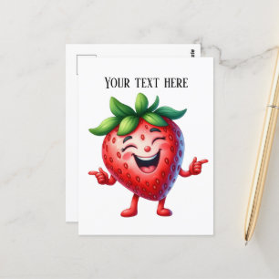 Grappige aardbeienliefhebbers voegen tekst toe briefkaart