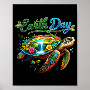 Grappige aarde dag 2026 red de aarde zeeschildpad poster