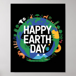 Grappige aarde gelukkige aarde dag maak aarde scho poster