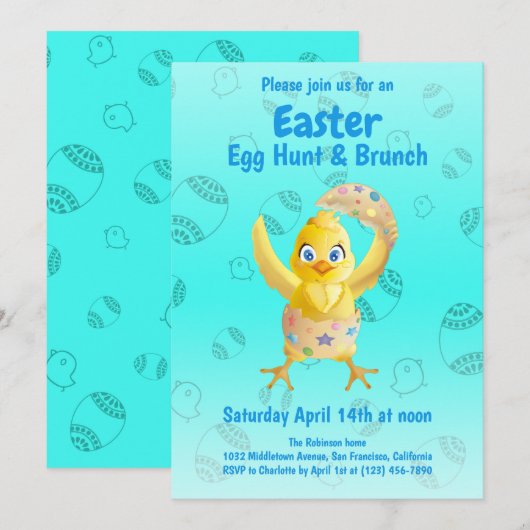 Grappige Aardige Gele Kuiken Paas Eieren Jacht Fe Kaart (Voorkant / Achterkant)