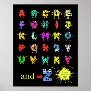 Grappige ABC Alfabet Vrienden Poster