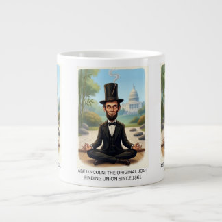 Grappige Abe Lincoln Yoga Caricatuur - De Originel Extra Grote Beker