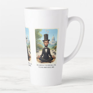 Grappige Abe Lincoln Yoga Caricatuur - De Originel Latte Mok