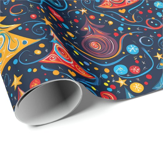 Grappige Abstracte kerstbomen in felle kleuren Cadeaupapier (Rol Hoek)
