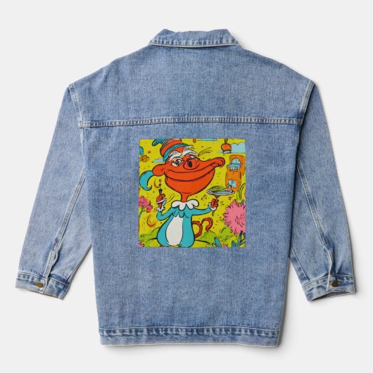 Grappige Abstracte Krokodil Denim Jacket (Achterkant)