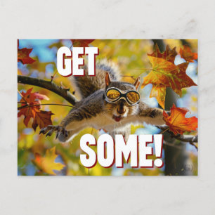 Grappige actie eekhoorn Briefkaart "Get Some"
