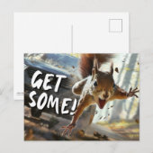 Grappige actie eekhoorn Briefkaart "Get Some" (Voorkant / Achterkant)