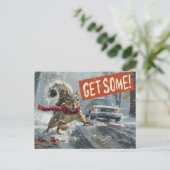 Grappige actie eekhoorn Briefkaart "Get Some" (Staand voorkant)