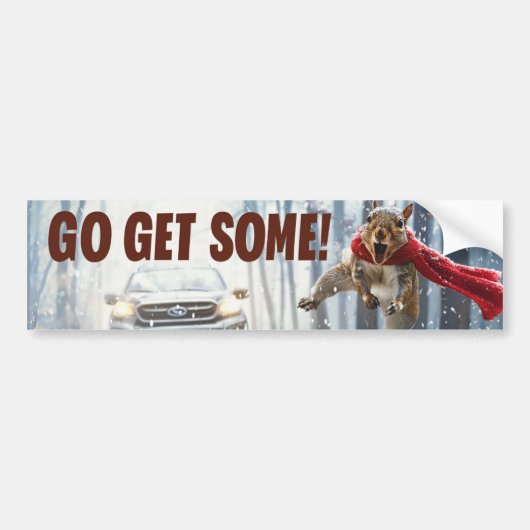 Grappige actie eekhoorn Bumpersticker "Get Some" (Voorkant)
