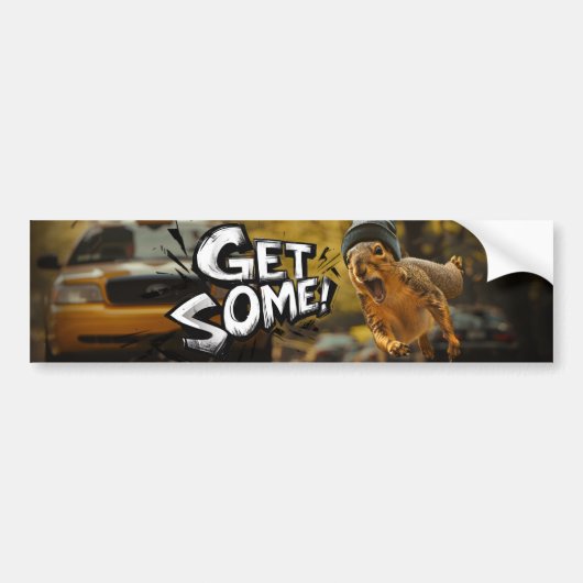 Grappige actie eekhoorn Bumpersticker "Get Some" (Voorkant)