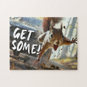 Grappige actie Eekhoorn Jigsaw puzzel "Get Some"