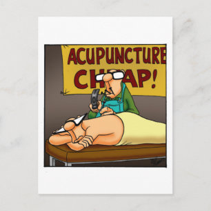 Grappige acupunctuur medische cartoon ansichtkaart briefkaart