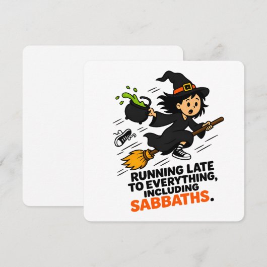 Grappige ADHD Heks Te Laat Halloween Kaart (Voorkant / Achterkant)