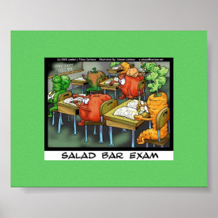 Grappige advocaat cartoonaffiche "Saladebar-examen Poster