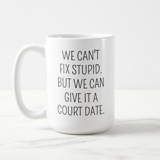 Grappige advocaat koffiemok, Kan domheid niet oplo Koffiemok (Links)