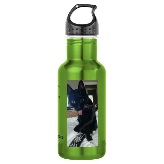 Grappige afgelegen kat water fles appel (Voorkant)