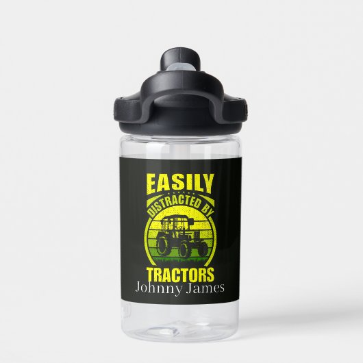 Grappige afgeleid tractoren voeg naam toe waterfles (Achterkant)