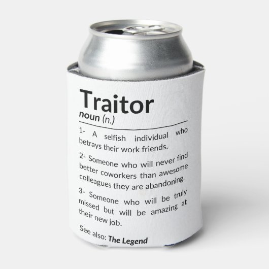 Grappige afscheidsmedewerker, collega die baan ver blikjeskoeler (Blikje Voorkant)