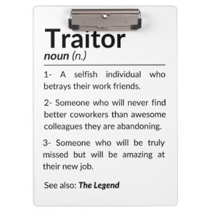 Grappige afscheidsmedewerker, collega die baan ver klembord