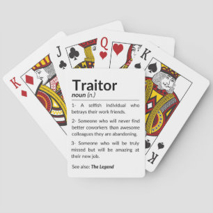 Grappige afscheidsmedewerker, collega die baan ver pokerkaarten