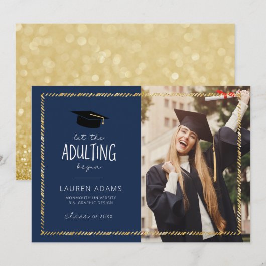 Grappige afstudeeraankondiging kaart (Voorkant / Achterkant)