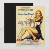 Grappige afstudeeruitnodigingen |  pin-up meisje kaart (Voorkant / Achterkant)