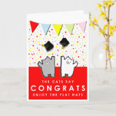 grappige afstuderen katten kaart (Gele Bloem)