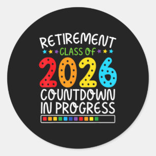 Grappige aftellling tot pensionering 2026 Kleurrij Ronde Sticker