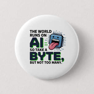 Grappige AI Byte Quote – Tech Geek Humor Ronde Button 5,7 Cm