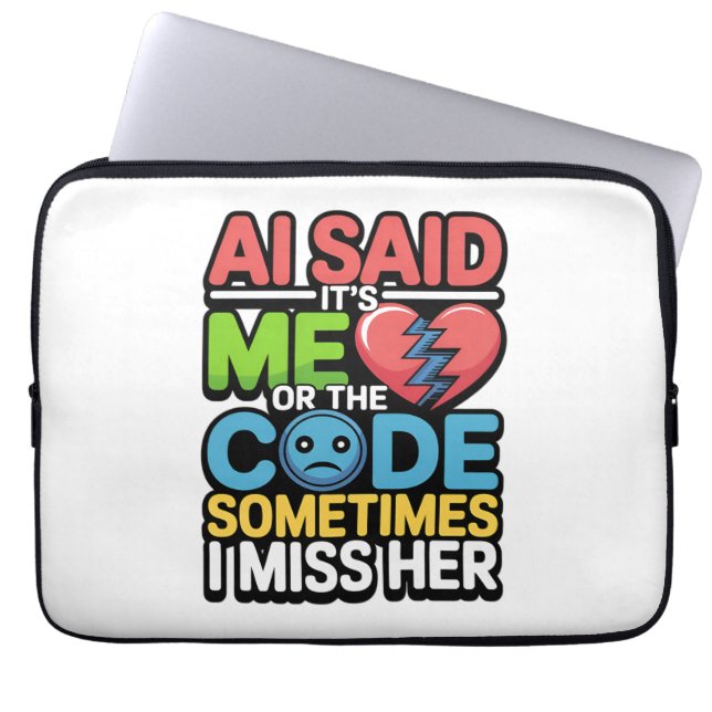 Grappige AI Coding Quote – Programmeur Humor Laptop Sleeve (Voorkant)