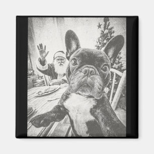 Grappige Ai Franse Bulldog Selfie Met Kerstman Ch Magneet