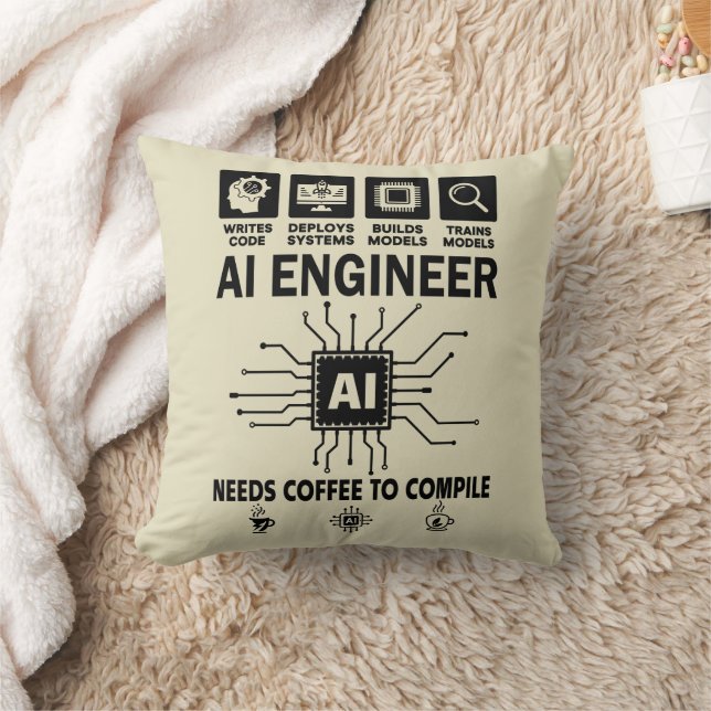 Grappige AI Ingenieur Codeur Programmeur Ontwikkel Kussen (Deken)