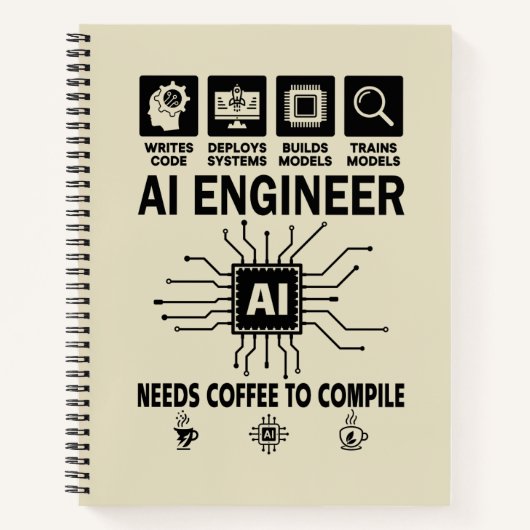 Grappige AI Ingenieur Codeur Programmeur Ontwikkel Notitieboek (Voorkant)