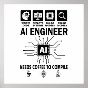 Grappige AI Ingenieur Codeur Programmeur Ontwikkel Poster